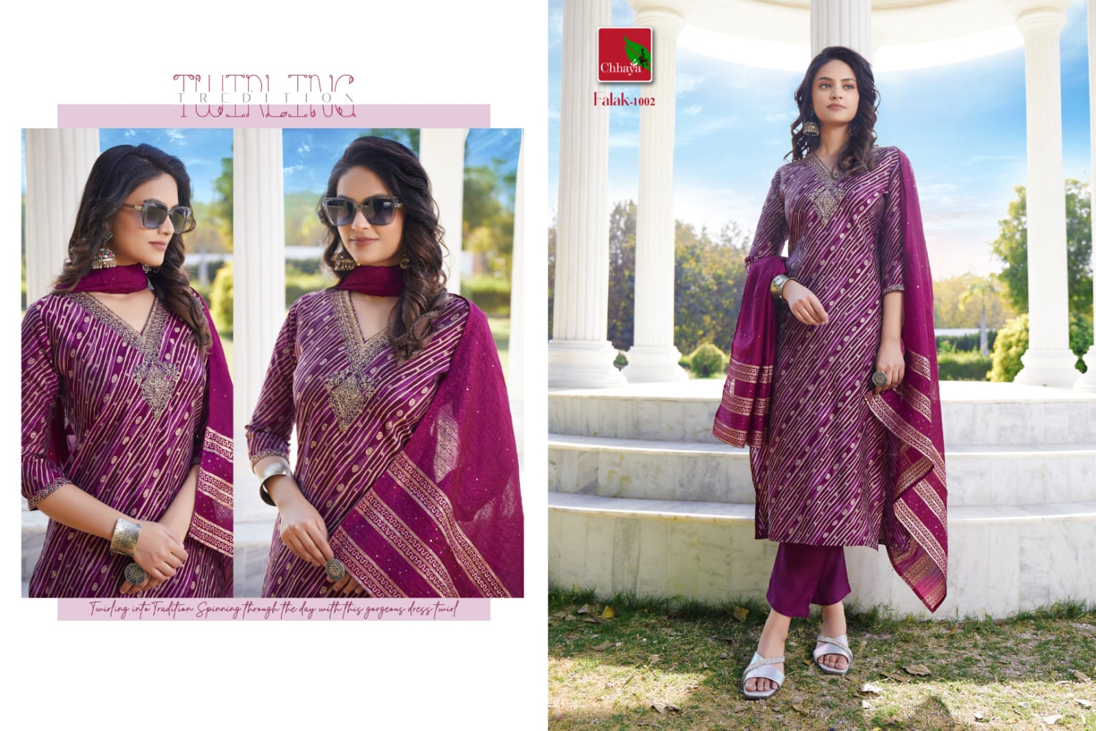 Falak By Chhaya Modal Silk V Neck Embroidery Kurti With Bottom Dupatta Wholesale Suppliers In India